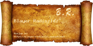 Blayer Radiszló névjegykártya